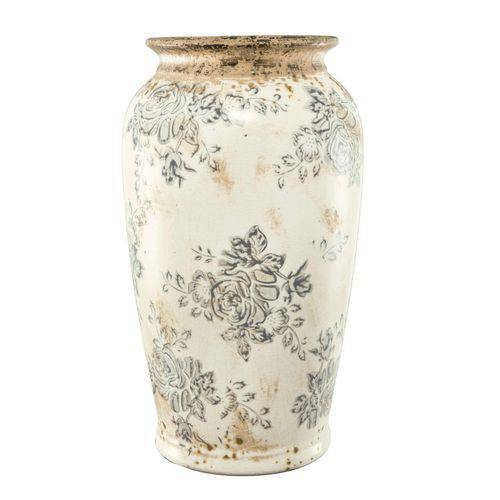 Vaso de Cerâmica com Desenhos de Flores - Grande