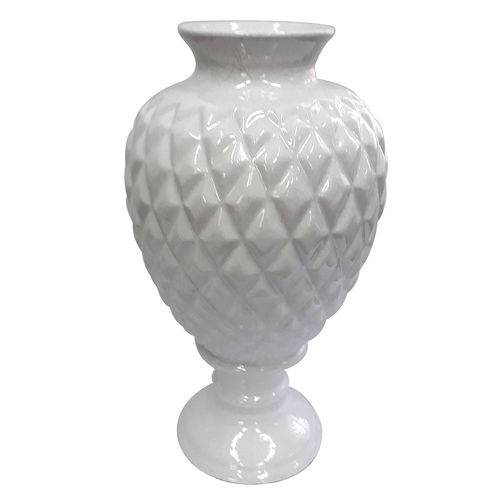 Vaso de Cerâmica Craquelado 31Cm Branco - Cerâmica Ana Maria