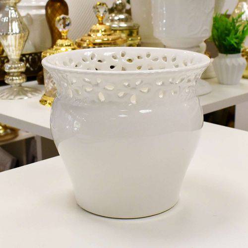 Vaso de Cerâmica Elis Branco 17x15cm - 56973
