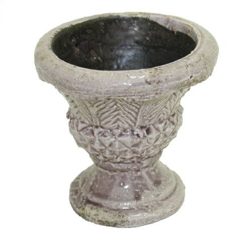 Vaso de Cerâmica Retrô Taça Lilás