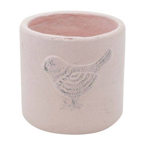 Vaso de Cerâmica Rosa Embossed Bird Grande Urban