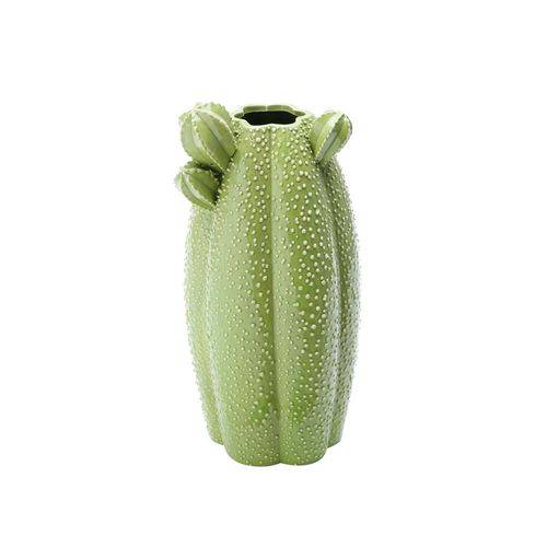 Vaso de Ceramica Tipo Cactos 13,5X13,5X28Cm Verde