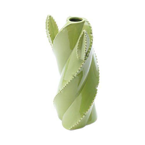 Vaso de Ceramica Tipo Cactos 10x10x24,5cm Verde