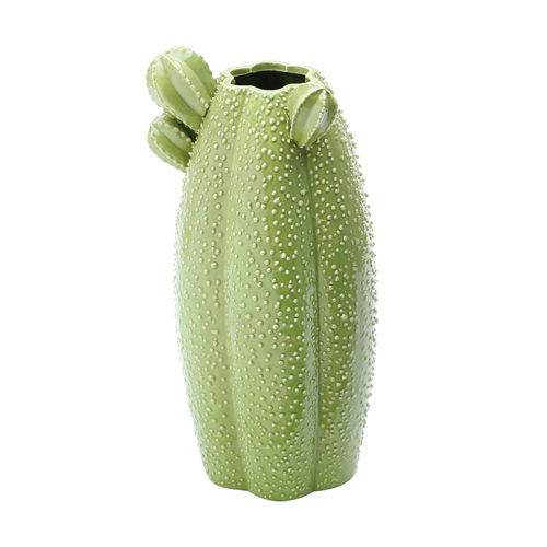 Vaso de Ceramica Tipo Cactos 14,5X14,5X34Cm Verde 25664