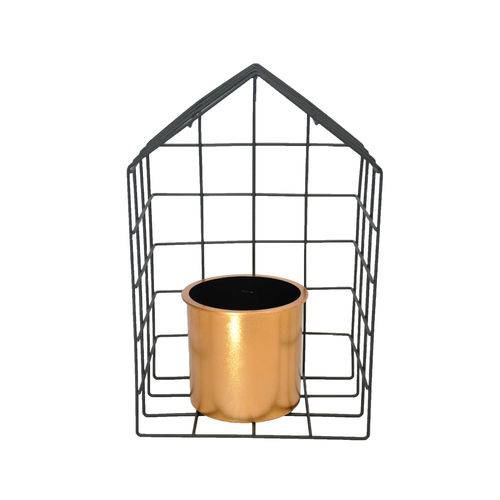 Vaso de Metal e Plástico Geo Forms House Cobre 19,5x13,2x30,2cm