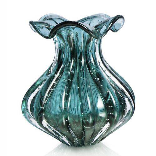 Vaso de Murano Trouxinha São Marcos - Cristal Verde Esmeralda 18cm
