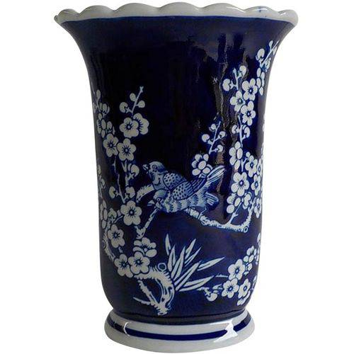 Vaso de Porcelana Azul e Branco Flowers Urban