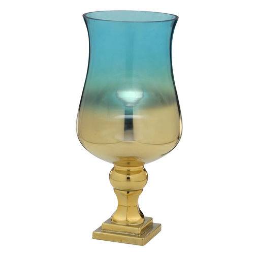 Vaso de Vidro Azul e Dourado 42cm Espressione