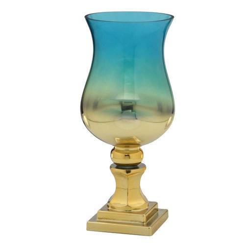 Vaso de Vidro Azul e Dourado 32cm Espressione