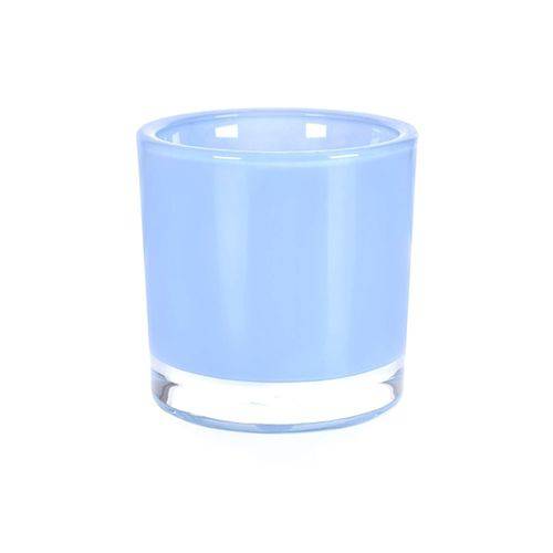 Vaso de Vidro Castiçal Porta Velas 12Cm Azul Claro