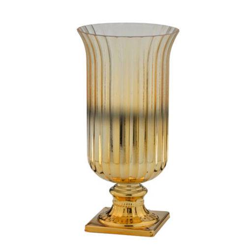 Vaso de Vidro Dourado Rajado 30 Cm
