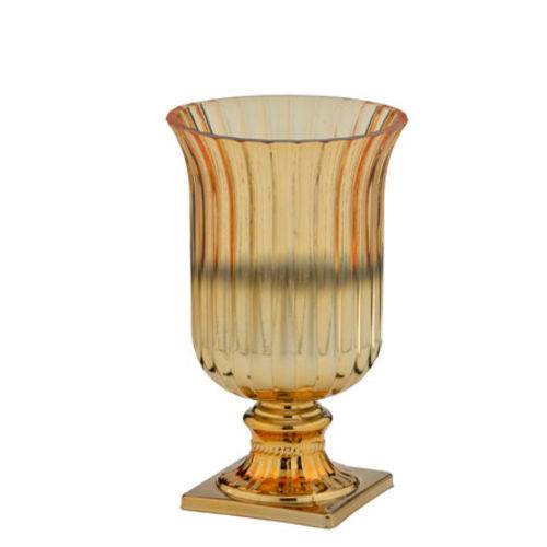 Vaso de Vidro Dourado Rajado 25 Cm