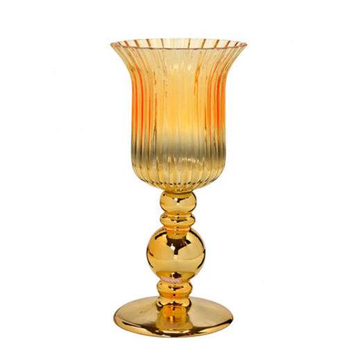 Vaso de Vidro Dourado Rajado 36 Cm