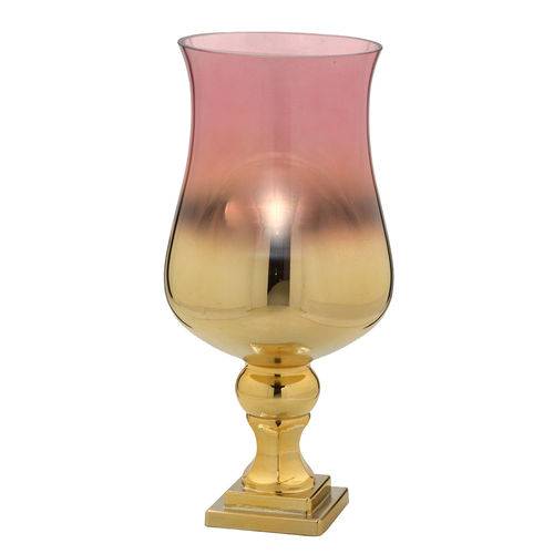 Vaso de Vidro Rose e Dourado 42cm Espressione