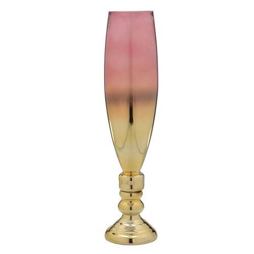 Vaso de Vidro Rose e Dourado 57cm Espressione