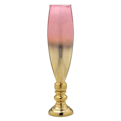 Vaso de Vidro Rose e Dourado 69cm Espressione