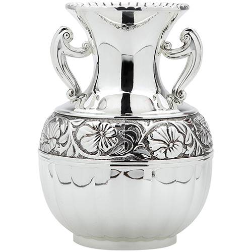 Vaso de Zinco Prata Antiga com Alça Prestige Cinza 18cm - Rojemac