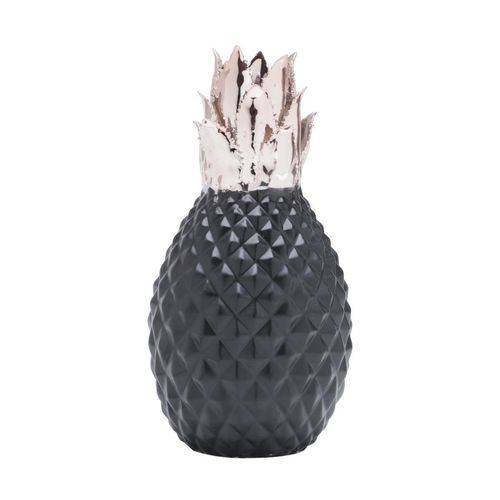 Vaso Decorativo 17cm de Cerâmica Pineapple Preto com Dourado Prestige - R26123