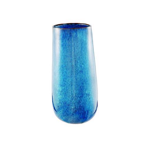 Vaso Decorativo Cerâmica Azul 13,5X25,5X13,5Cm