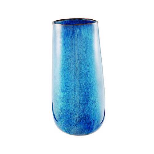 Vaso Decorativo Cerâmica Azul 14,5X29,5X14,5Cm
