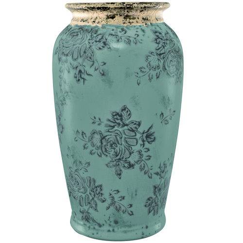 Vaso Decorativo Cerâmica Azul 19X36X19Cm