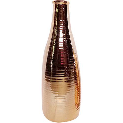 Vaso Decorativo Cerâmica Bottle Rings Grande Urban Dourado - 35,5x11,8x11,8cm