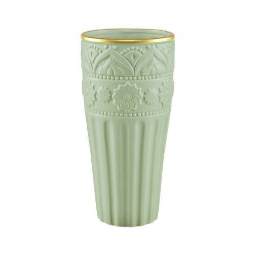 Vaso Decorativo Cerâmica Cinza 14,5x30,5x14,5cm