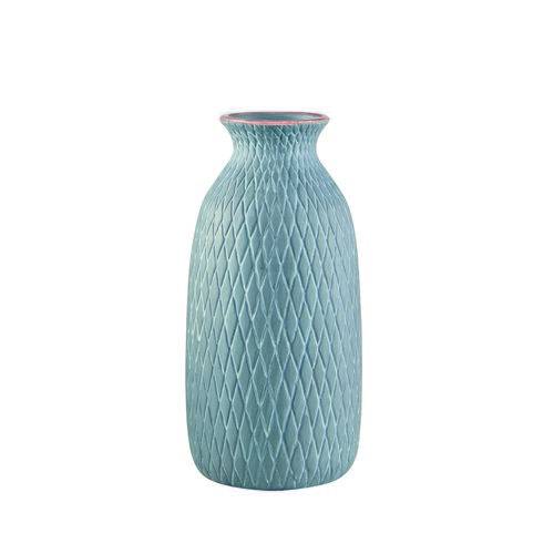 Vaso Decorativo Cerâmica Cinza 14X28X14Cm