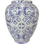 Vaso Decorativo Cerâmica Dedal Indigo Hidraulic Tile Urban Azul - 25x20x20cm