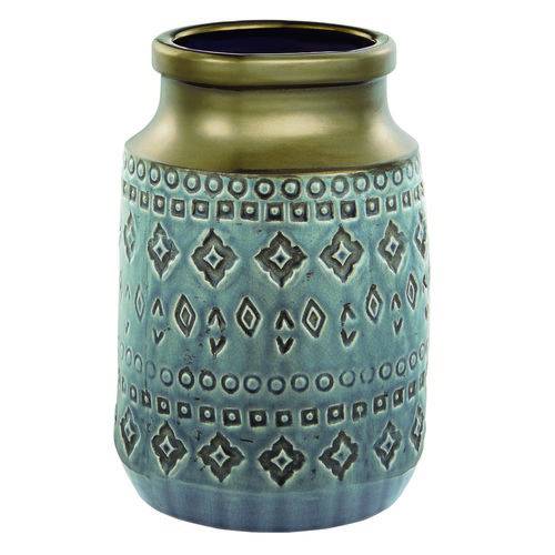 Vaso Decorativo Cerâmica Indigo 17X25,5X17Cm
