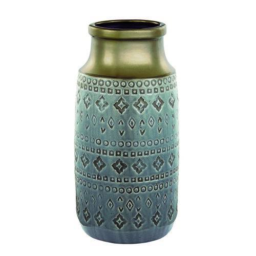 Vaso Decorativo Cerâmica Indigo 18,5X37X18,5Cm
