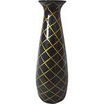Vaso Decorativo Cerâmica Tulip Dark Dot Net Gold Fundo Urban Preto - 30x10x10cm