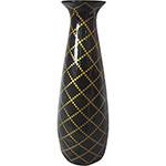 Vaso Decorativo Cerâmica Tulip Dark Dot Net Gold Fundo Urban Preto - 35x11,5x11,5cm