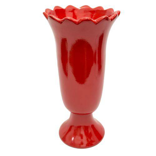 Vaso Decorativo Coroa Vermelho de Cerâmica