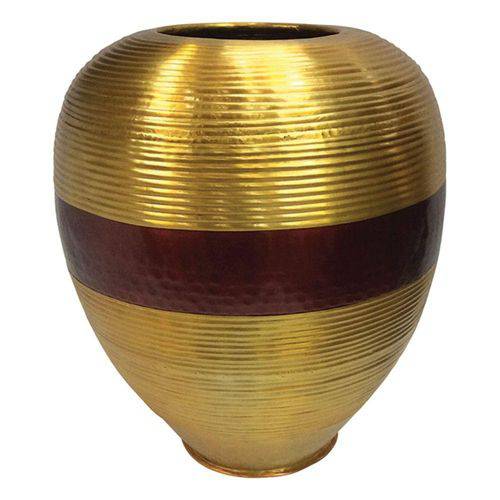Vaso Decorativo de Alumínio Dourado / Marrom - 46 Cm