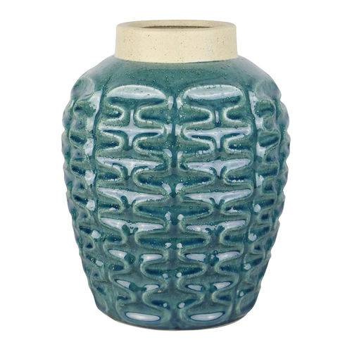 Vaso Decorativo de Cerâmica Azul Turquesa 26x33cm