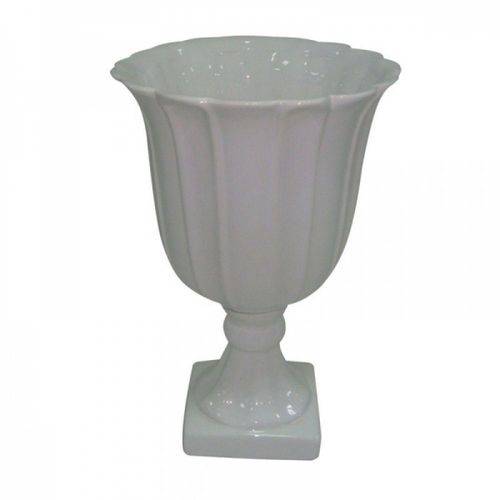 Vaso Decorativo de Cerâmica Branco - 30 X 19 Cm