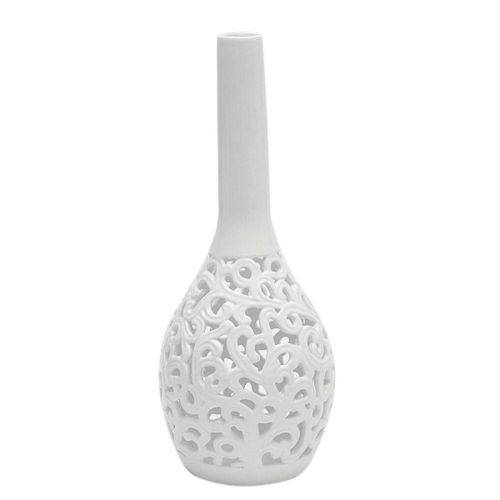 Vaso Decorativo de Cerâmica Branco - 47 X 19 Cm