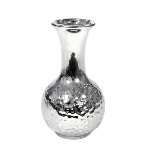 Vaso Decorativo de Cerâmica Prata 16 Cm
