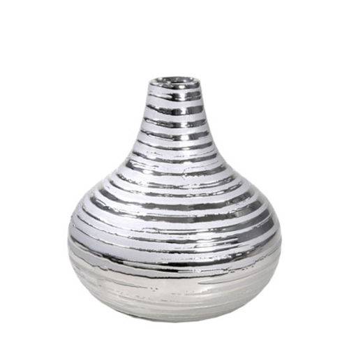 Vaso Decorativo de Cerâmica Prata 17,5 Cm