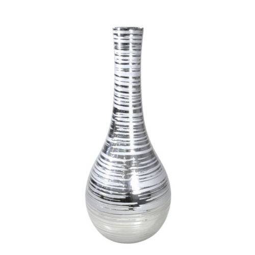 Vaso Decorativo de Cerâmica Prata 38 Cm