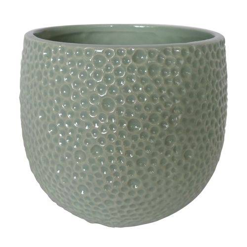 Vaso Decorativo de Ceramica Verde17,5x17,5x15cm - Led Lustre