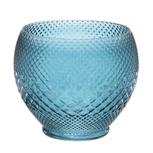 Vaso Decorativo de Vidro Azul 24x20,5 Cm