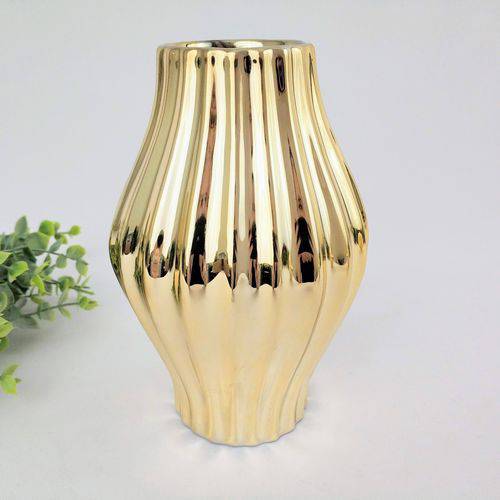 Vaso Decorativo Dourado 17x10cm Decoração G