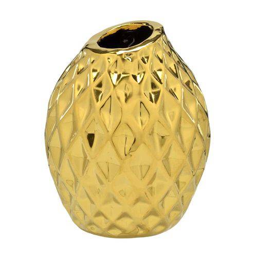 Vaso Decorativo Dourado em Cerâmica 13x11x11