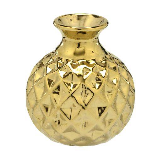 Vaso Decorativo Dourado em Cerâmica de Mesa
