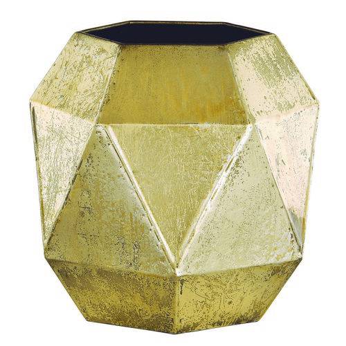 Vaso Decorativo Metal Dourado 18,5X18X17,5Cm