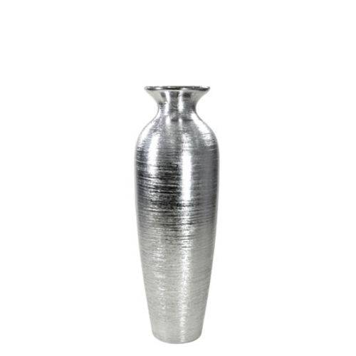 Vaso Decorativo Prata em Cerâmica 36 Cm
