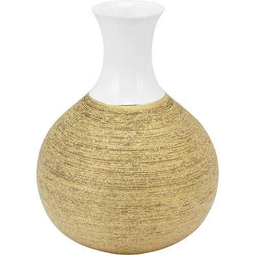 Vaso em Cerâmica Amber Branco e Dourado 25cm - Home&Co
