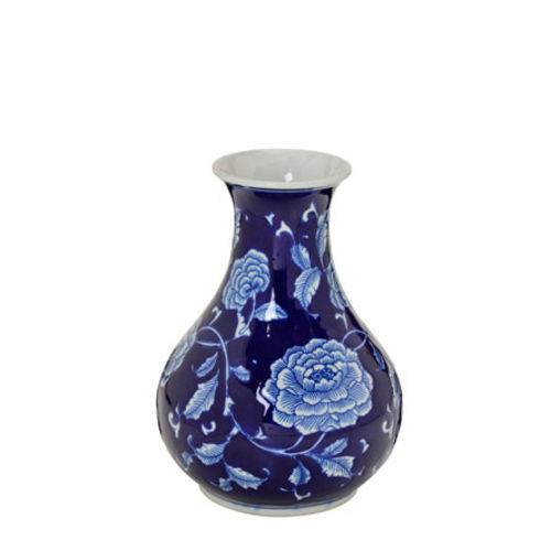 Vaso em Cerâmica Azul/branco 24 Cm